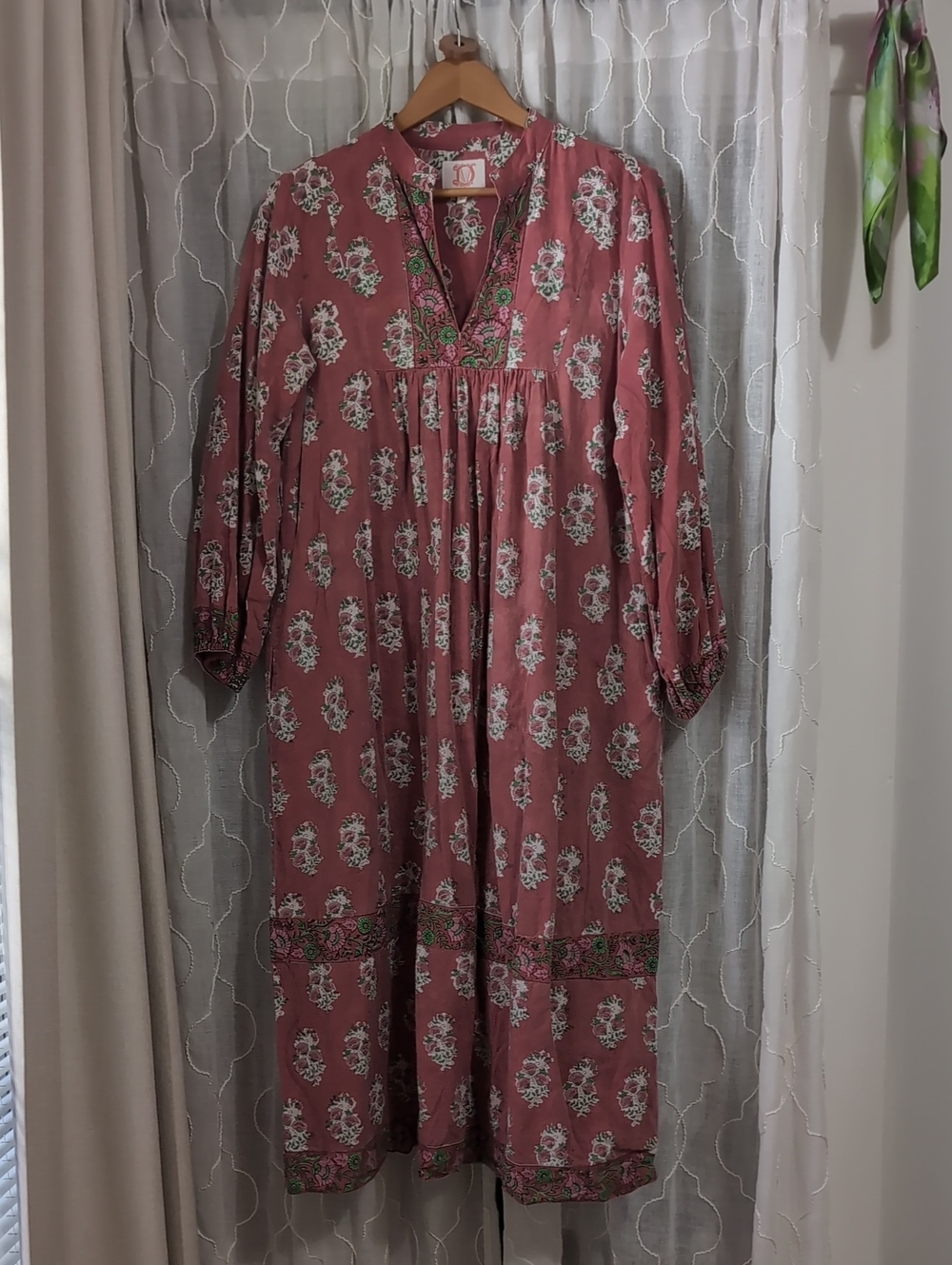 Victoria Dunn East Bay Maxi Rosehaven Blockprint Dress M Cotton